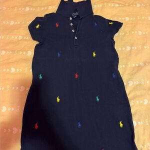 Polo by Ralph Lauren Kids Navy Polo with Colorful Embroidery